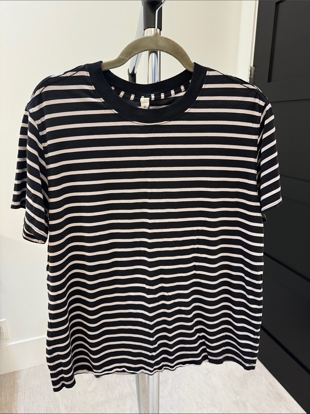 lululemon athletica Black and Tan Striped Short Sleeve Tee